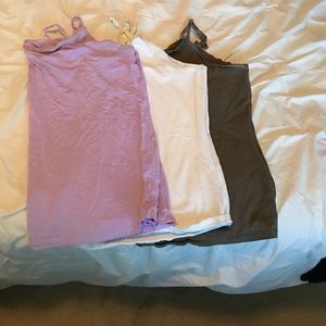 3 - Camisoles. Olive Green, White, Lavender