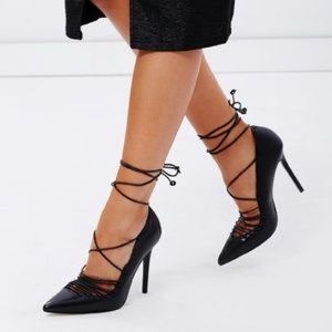 Black lace up Aldo Pumps