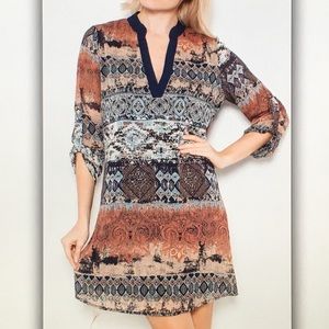 🐯Burnt orange🐯 3/4 sleeve tunic dress