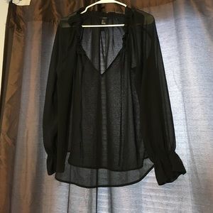 Sheer black forever21 bell sleeve blouse