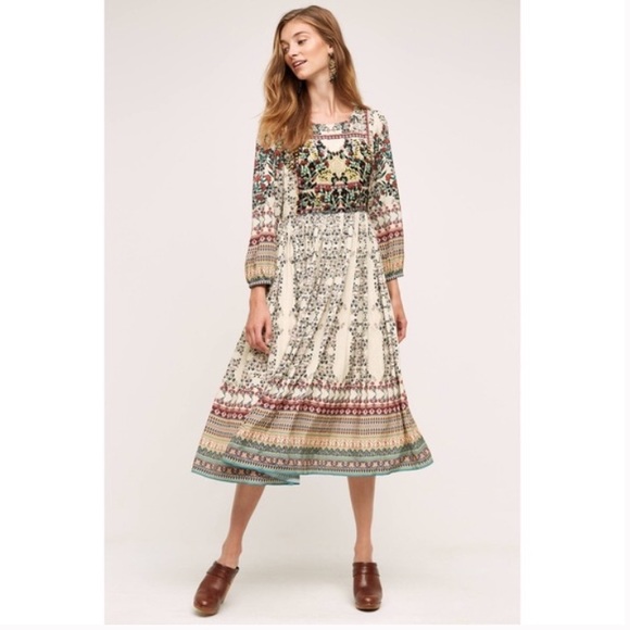 Anthropologie Far Fields Floral Midi Dress