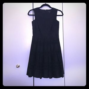 Black pleated eyelet dress