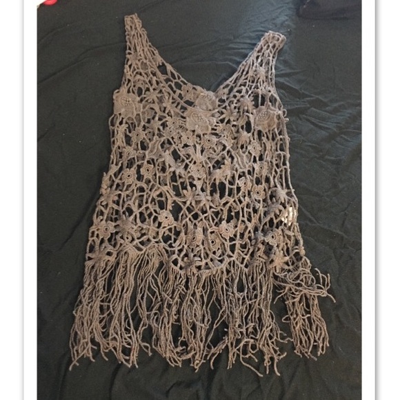 LF Gray Crochet Tank - M