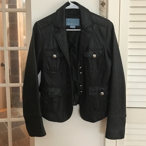 Nine West black leather jacket