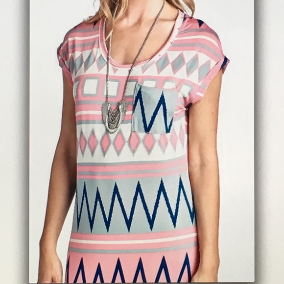 👛Pink Aztec👛stretchy maxi dress - Picture 3 of 4