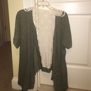 Green lace cardigan