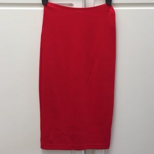 American Apparel Red Fitted Pencil Skirt