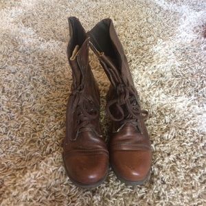 Steve Madden brown leather troopa combat boots