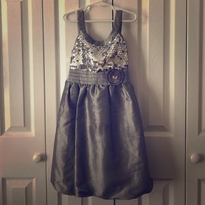Holiday Sequence Silver Dress for Girl's