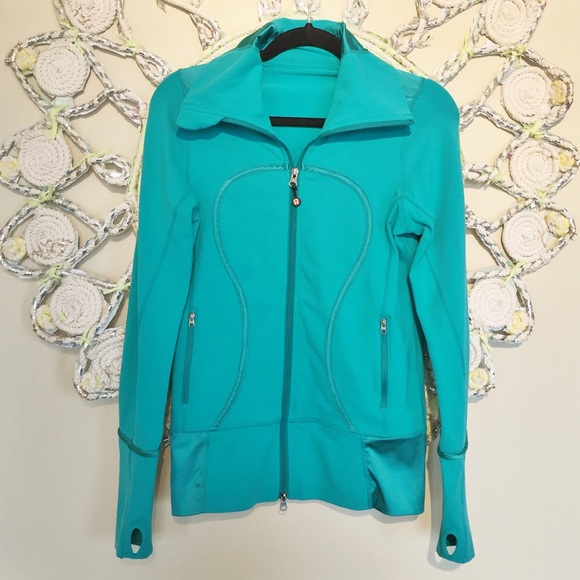 lululemon athletica Jackets & Blazers - 💧{Lululemon} Satin-trim teal zip up!