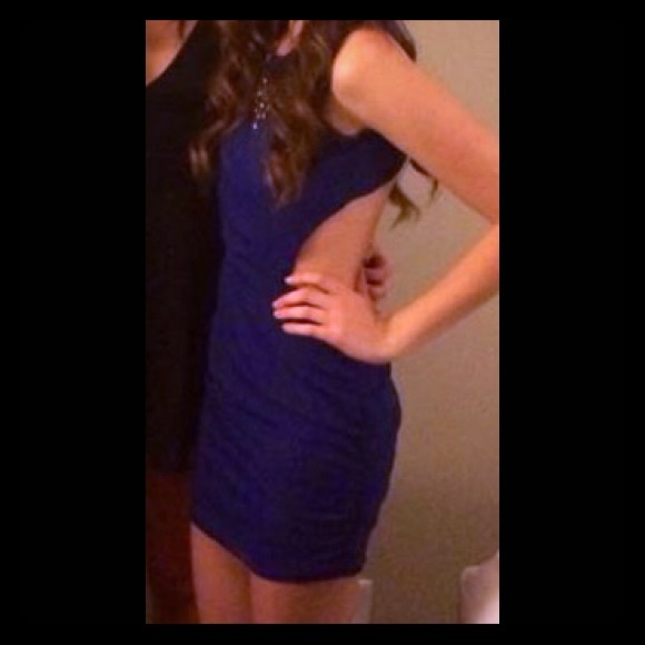 Blue cut out dress