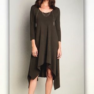 🎨Olive green🎨3/4 sleeve midi dress