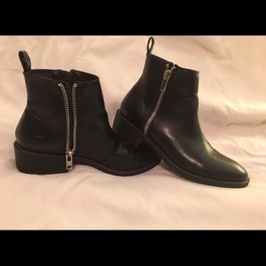 Black leather booties