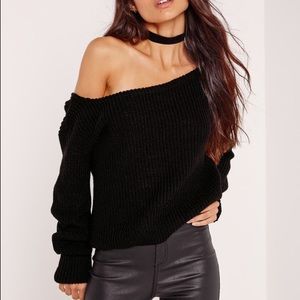 ⭐BNWT⭐ MISSGUIDED OFF SHOULDER SWEATER - BLACK