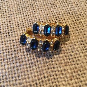 Blue Sapphire clip on Earrings