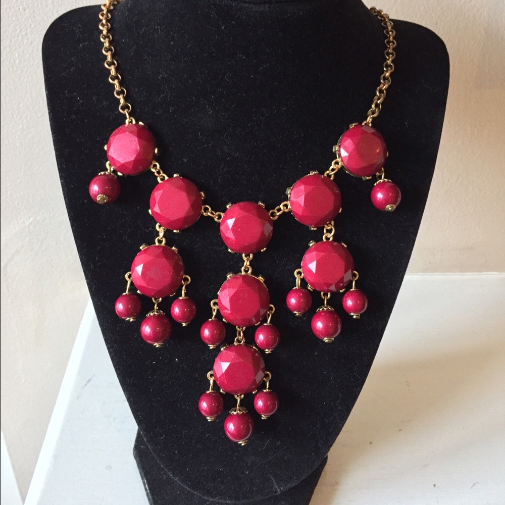 Red enamel statement necklace and earring set