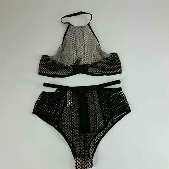 VS black nude very sexy lace high waist cheeky set - Picture 2 of 2
