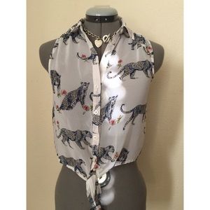 Aeropostale Sheer Cheetah Top