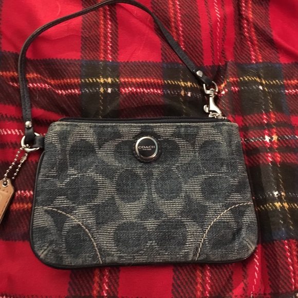 Coach wristlet hardly used denim