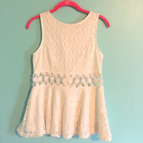 White Lace Peplum Shirt