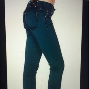 MISS ME dark teal skinny jeans