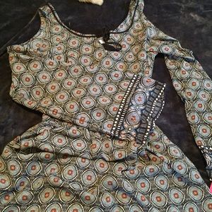 Adorable patterned cold shoulder dress