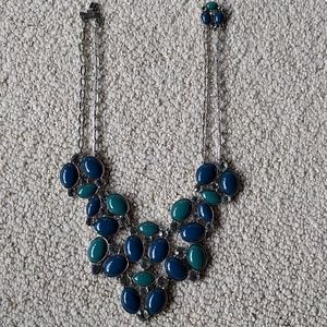 Beautiful enamel and rhinestone silver necklace