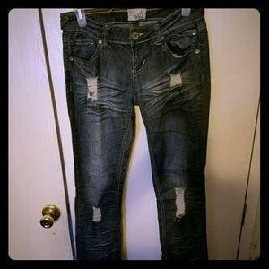 Authentic distressed YNQ denim jeans