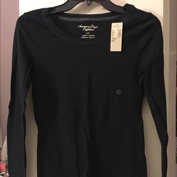 American Eagle Black Long Sleeve Crew Neck Shirt