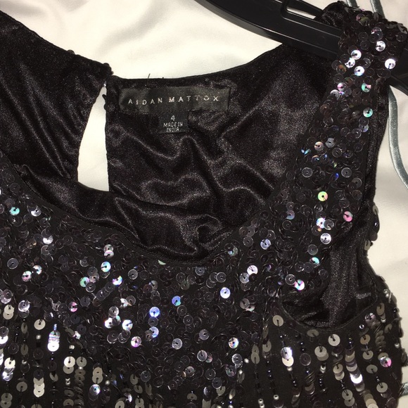 Black Sequin Aidan Mattox Dress Size 4 - Picture 3 of 4