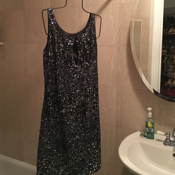 Black Sequin Aidan Mattox Dress Size 4 - Picture 2 of 4