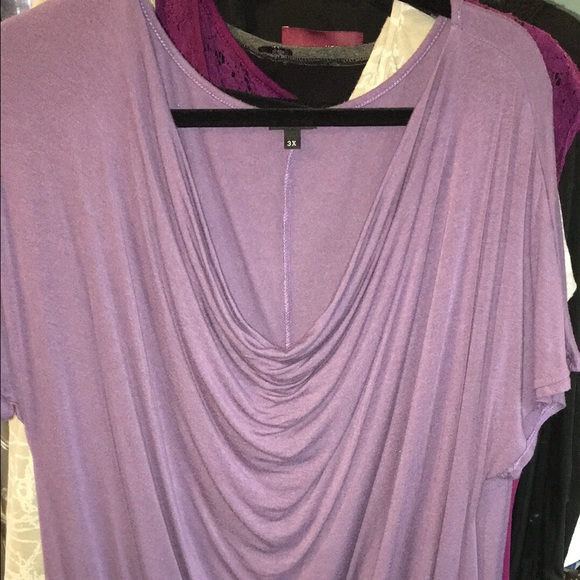 Lavender Draped Cowl Neck 3X Top