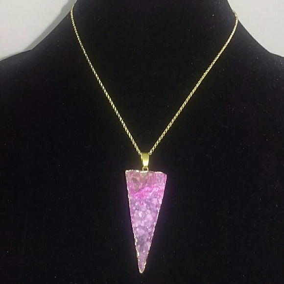 Natural Purple Arrow Druzy Necklace