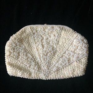 Vintage Ivory Beaded Clutch w Germany 1960's