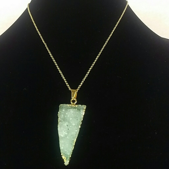 Natural Grey Druzy Arrow Necklace