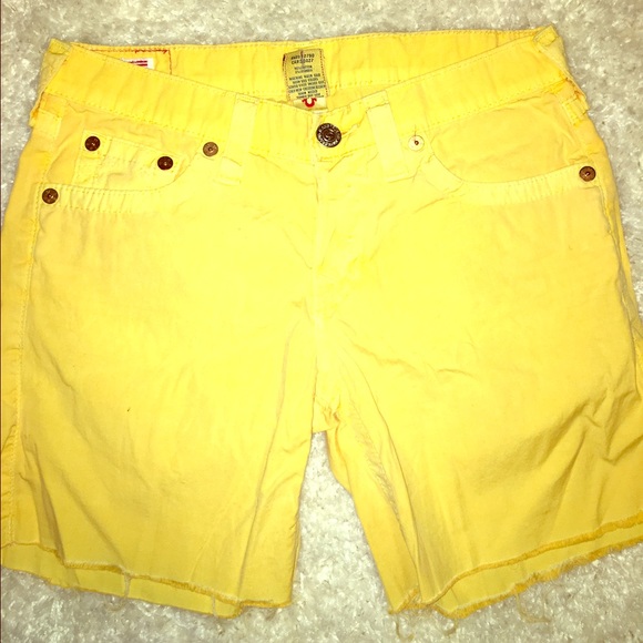 yellow true religion shorts
