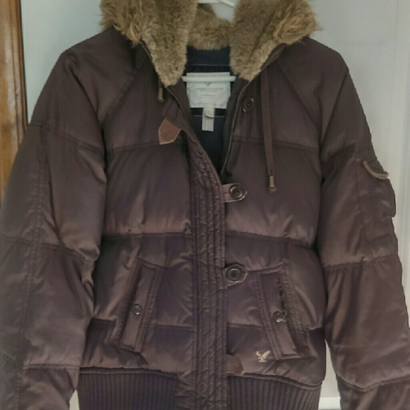 American Eagle brown puffer jacket down filled