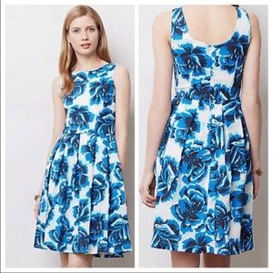 Anthropologie, blue floral dress, size 4