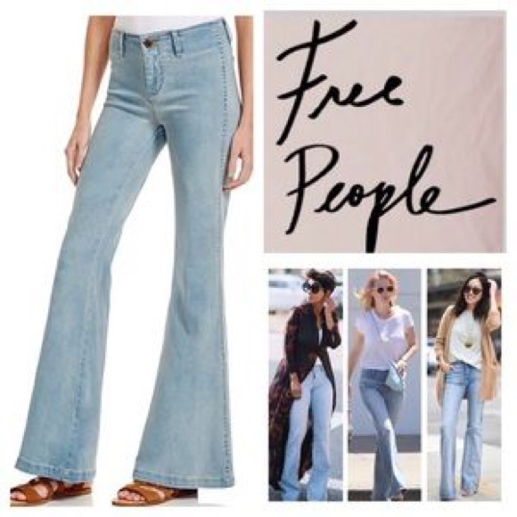Free people pants denim flare leg w 29