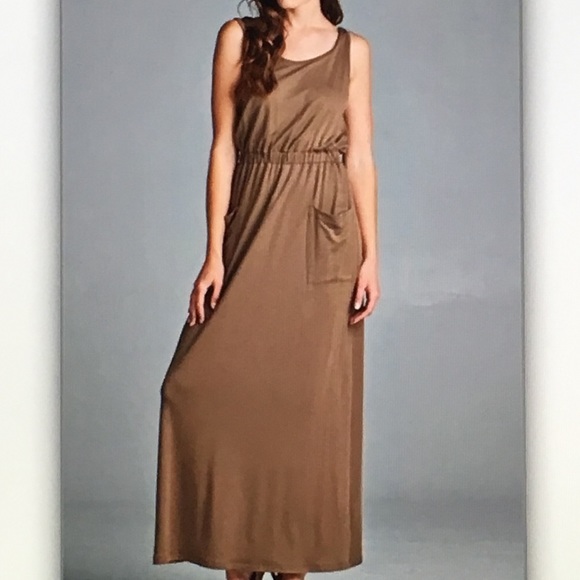 👝Light brown👝sleeveless maxi dress