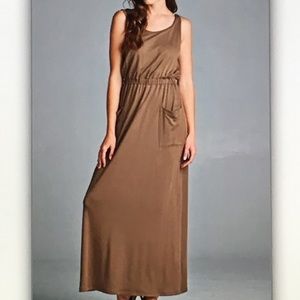 👝Light brown👝sleeveless maxi dress