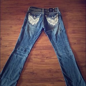 Miss Me Jeans with Laced over back pockets.