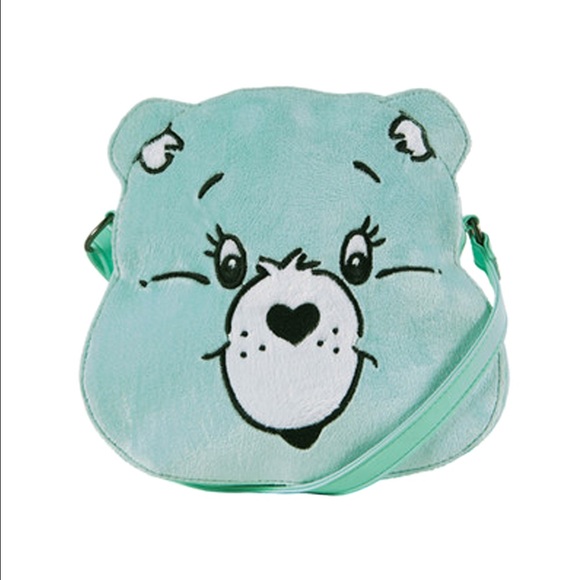 MINT FLUFFY CARE BEAR STARE CROSS BODY BAG - NEW
