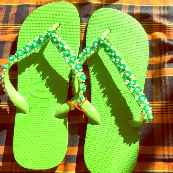Handmade green sandals