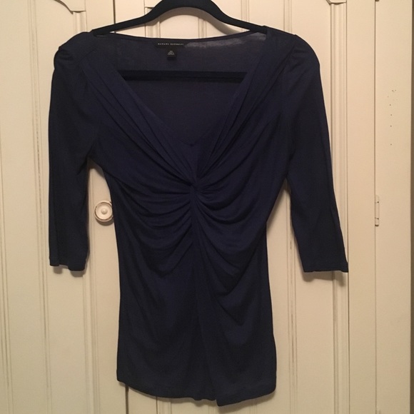 Navy blue Banana Republic top with a ruffled front