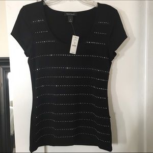 White House | Black Market Black Scoop neck Tee