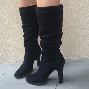 Black mid-calf boots