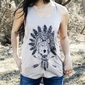 🐺Gray sleeveless🐺wolf graphic tank