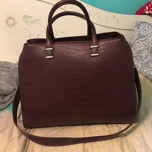 Faux crocodile leather oxblood tote w strap by H&M