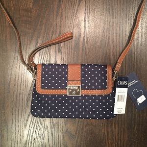 chaps navy and white wristlet/purse